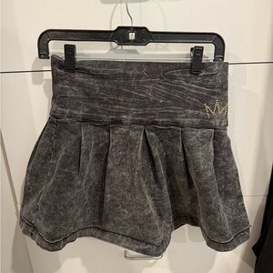 Charcoal Mini Skirt with Crown Accent